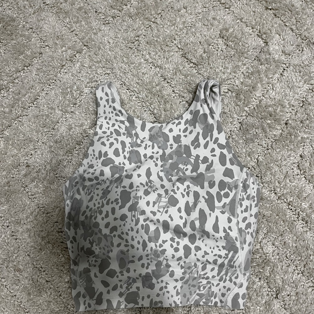 cream leopard print high neck align tank, lululemon, size 2